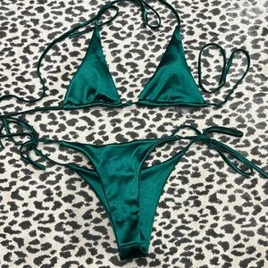 Emerald Green Satin Bikini